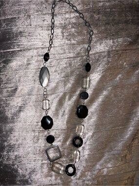 Black and Clear Faceted Bead Necklace for Women